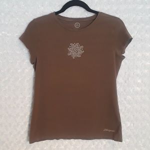 Life is Good graphic t-shirt, brown